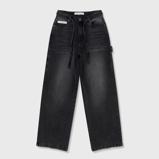 Dirty-Wash Mid-Rise Pants Black