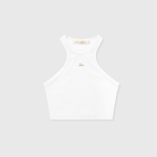 Signature Ribbed Cropped Tank White