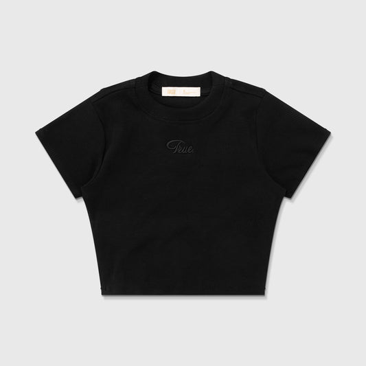 Slim Tee Rib Script Logo Negro