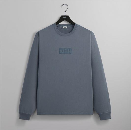 KITH LOYALTY BOX LOGO ELEVATION LONG SLEEVE TEE BLUE
