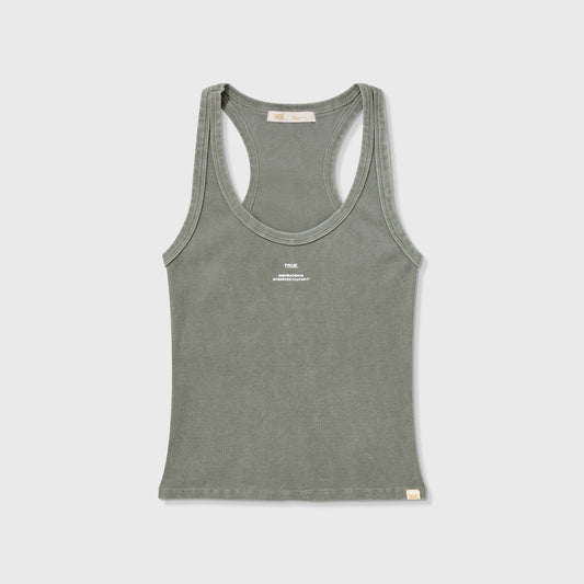 Washed Ribbed Tank Top Light Grey