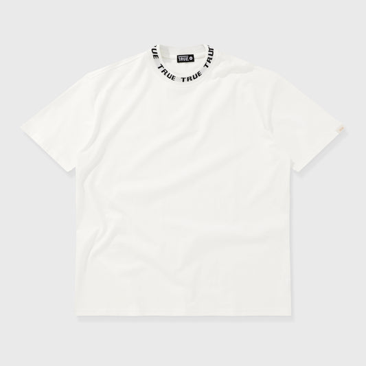 Knit Collar Oversized Tee Ivory
