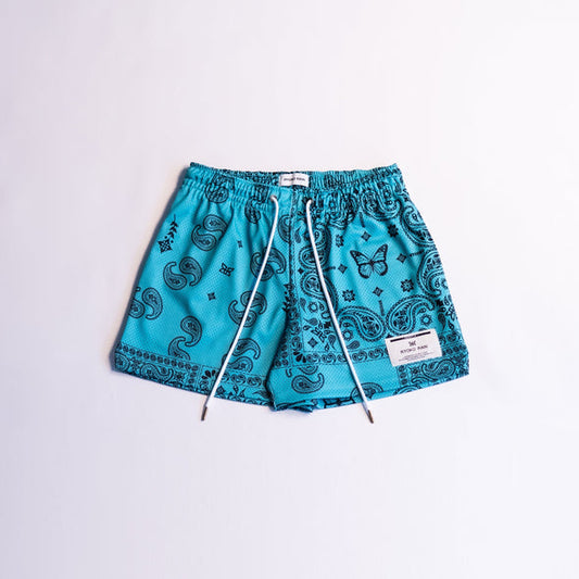 Teal Paisley Shorts