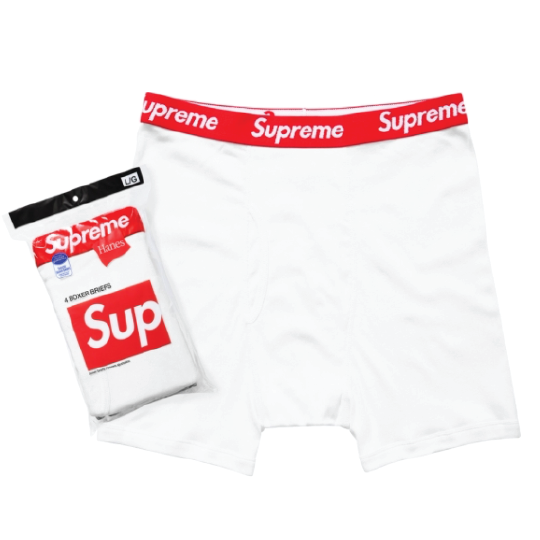 Supreme Hanes Boxer Briefs White (4 Pack)