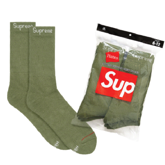 Supreme Hanes Crew Socks SS22 (4 Pack)